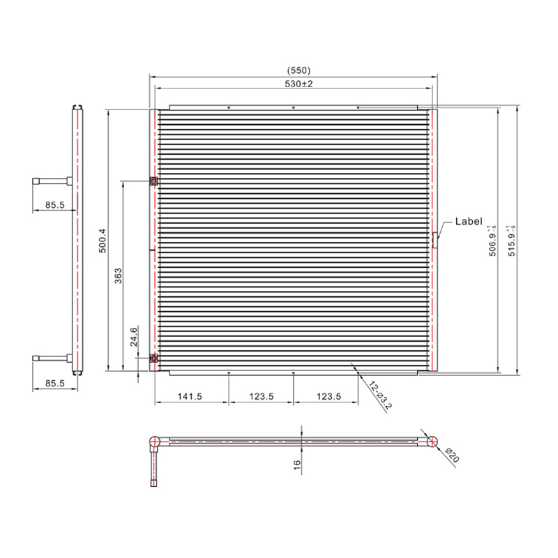 SC-1300 550*515,9 mm mikrokanálová kondenzačná cievka auto/HVAC mikrokanálový výmenník tepla